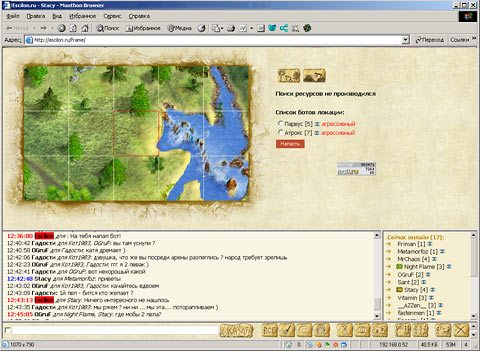 Дизайн браузерной он-лайн игры «Эсцилон». Карта местности.